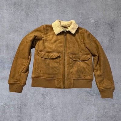 Levi Bomber Jacket Mens S Brown Sherpa Lined Faux Suede LW8RS822