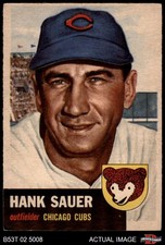 1953 Topps #111 Hank Sauer Cubs DOUBLE-PRINT 5 - EX