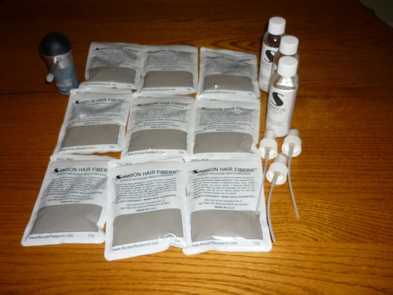 9 New Samson Light Gray Concealing Hair Fibers, 3 New Samson Hair Fiber Lock