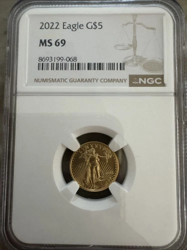 2022 American Gold Eagle NGC MS 69 1/10oz $5 coin collectible