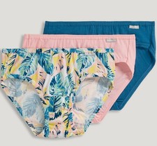 New Womens 9/XXL Jockey 3-Pack Bikini Cotton Underwear 2 Solid, 1 Tropical Print