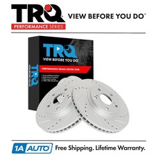 TRQ Performance Brake Rotor Drilled & Slotted G-Coated Front Pair Kit