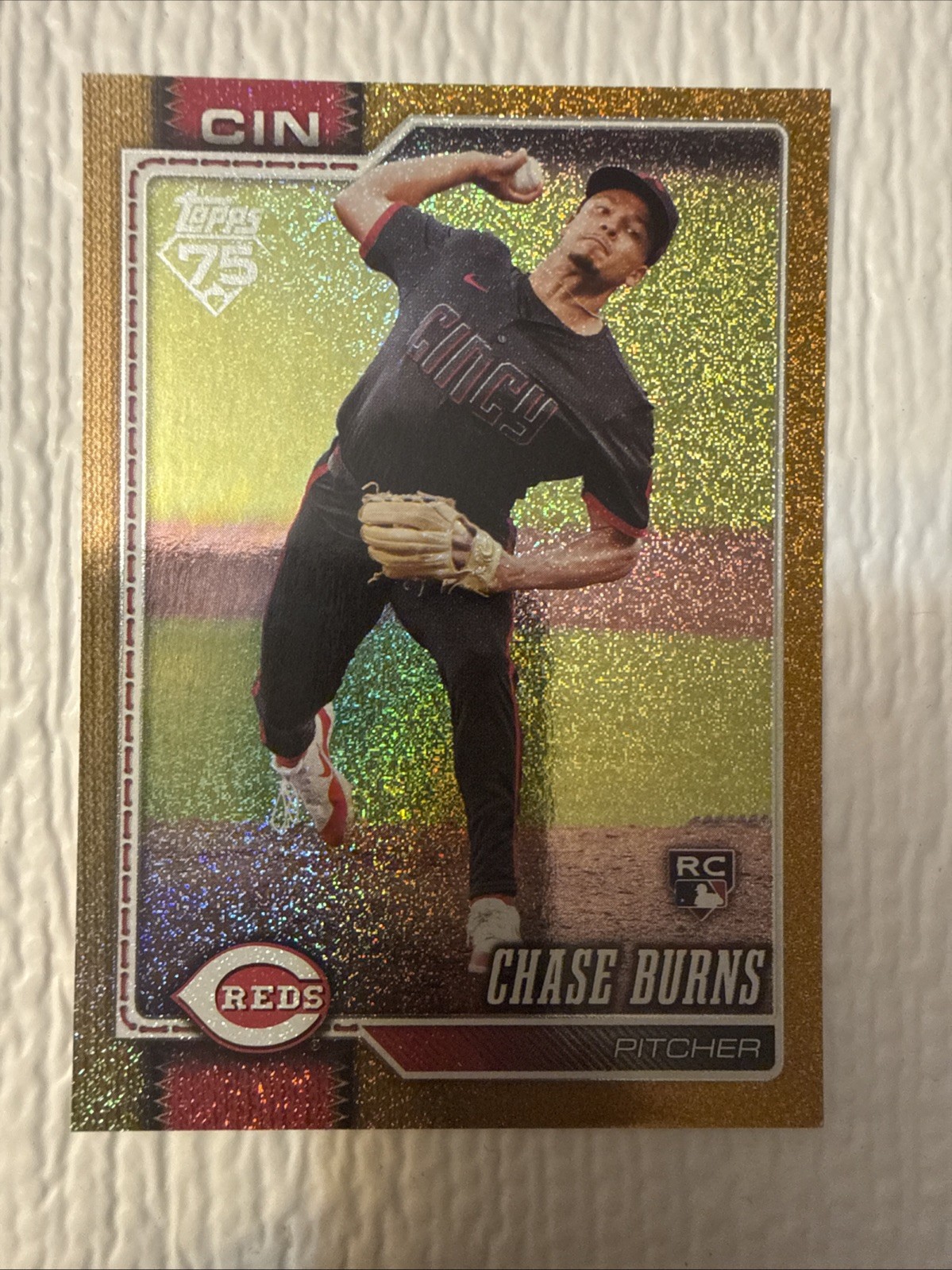 CHASE BURNS 2026 TOPPS S1 GOLD SAND GLITTER ROOKIE /50 #312 REDS
