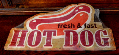 Blechschild 18,5 x 30 cm Blechwaren Fabrik Braunschweig '' HOT DOG  ''