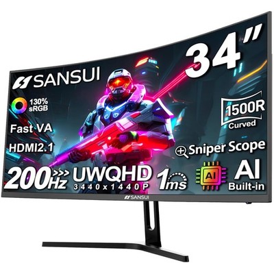 34'' Curved Gaming Monitor 200Hz AI Tech Ultrawide