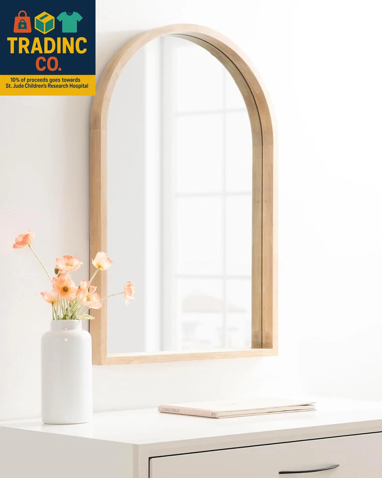 Hutton Modern Wood Arched Mirror; 24 X 36; Natural Wood; Decorative Transitional - Image 3 of 4