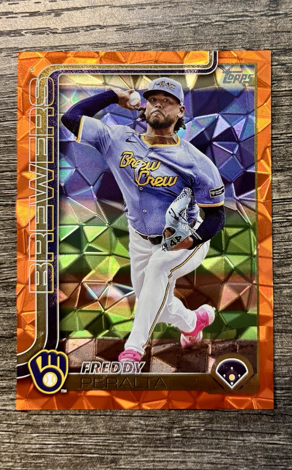 2025 Topps Series 1 - Orange Diamante /25 #61 Freddy Peralta Brewers Foilboard