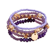 Boho Stackable Beaded Bracelet Set 5Pcs Colorful Elastic Layered Bracelets ...