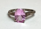 Vintage Tested Pink Ruby & 2-Small Diamond .925 Sterling Silver Ring Size 7