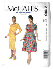 McCall's M7086 Sewing Pattern Retro (1963) Misses Dresses Sizes: 18W-24W Plus