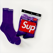 SUPREME X Hanes PURPLE Crew Socks SINGLES ONE PAIR / 100 AUTHENTIC BRAND NEW