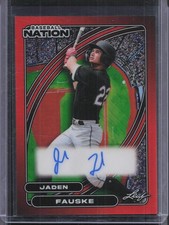 2026 Leaf Baseball Nation #BA-JF2 Jaden Fauske Red Prismatic Auto #/3