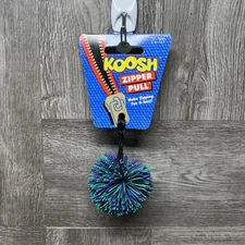 Vintage 1987/94 OddzOn KOOSH Zipper Pull 2” Ball Teal Purple New Old Stock RARE