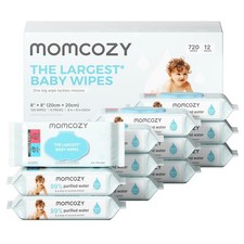 Momcozy Baby Wipes Plus Size, Thickness, 60 Count Pack of 12 , Blue