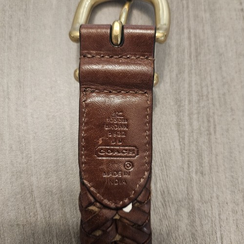 Cinturón Coach vintage para hombre 42 pulgadas cuero trenzado negro hebilla de latón macizo - 5922 - Imagen 3 de 4