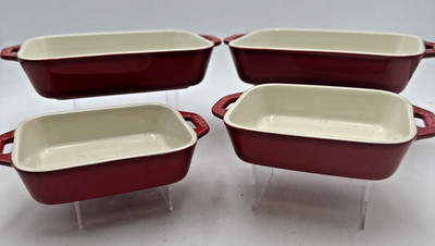 4 STAUB Rectangular Baking Dish Set Fire Engine Red Ceramic BRAND NEW SET