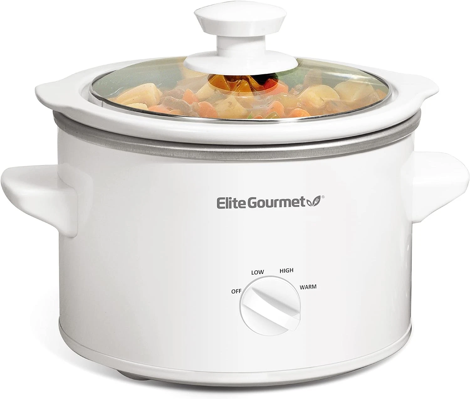 Elite Gourmet MST-250XW Electric Slow Cooker Ceramic Pot 1.5 Quart, White