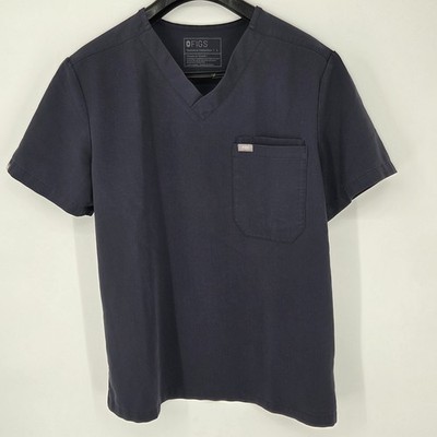 FIGS Leon Three Pocket Scrub Top Men's Large Navy Blue Medical Dental