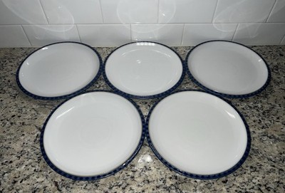 Denby-Langley Reflex 8 7/8   Salad Plates Blue Checkered White - Set of 5