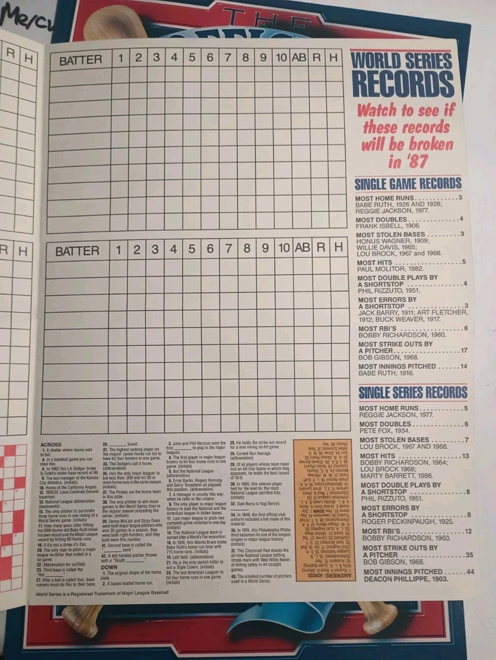  1987 Official Play Off Series Scorecard Budweiser Mickey Mantle Quiz Inside - Image 4 of 4