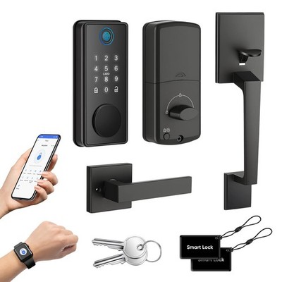 Intelligentes Türschloss mit biometrischem Fingerabdruck & Touchscreen Tastatur & Griff 6 in 1