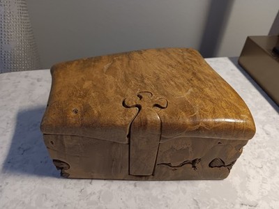 Vintage Richard Rothbard Signed 6 Piece Burl Wood Puzzle Box 