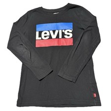 Levi s Sweatshirt Boys 10/12 Black Crewneck Long Sleeve Logo Lightweight Cotton
