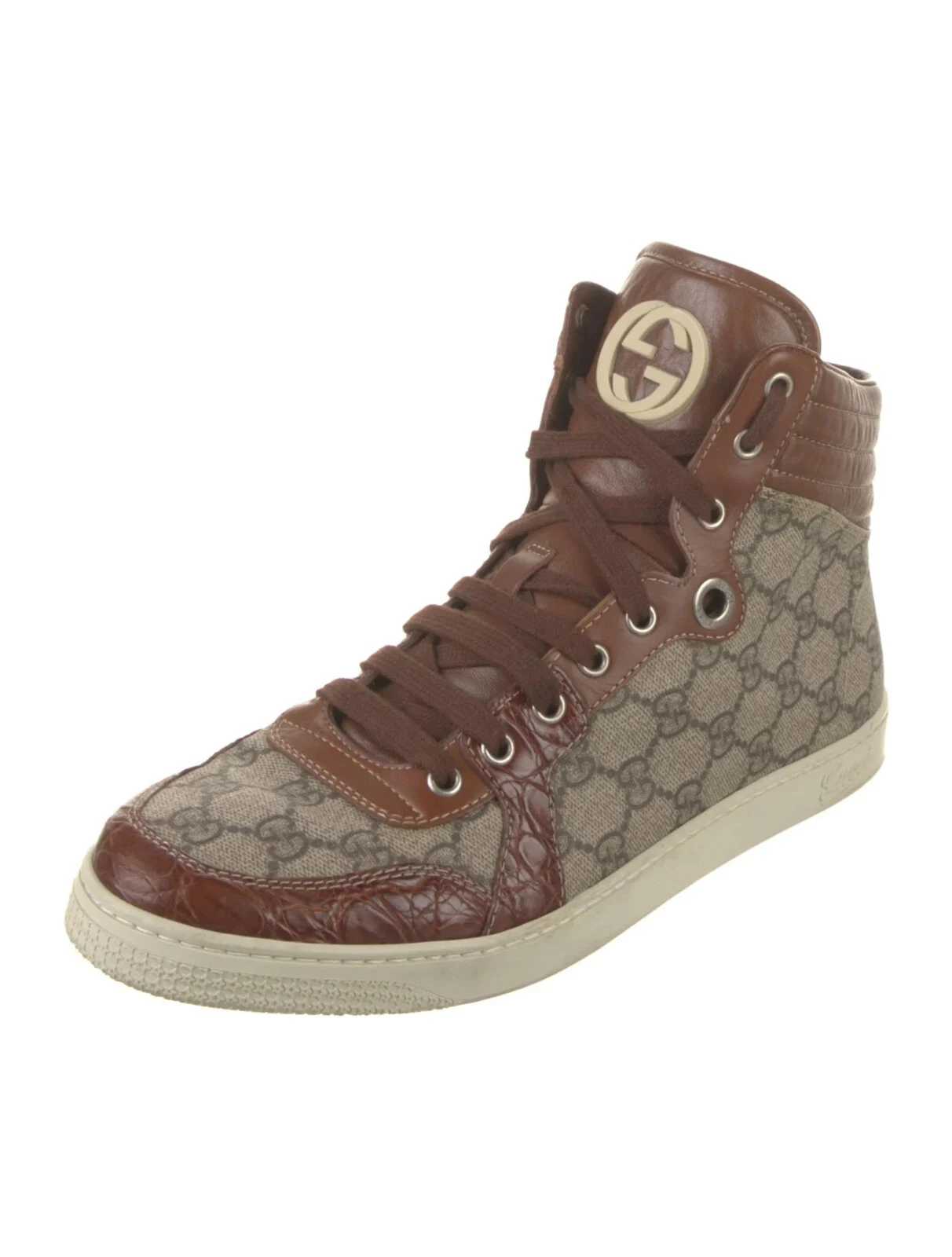 Baskets Gucci GG suprême toile croco cuir, hauts. Taille 8,5,