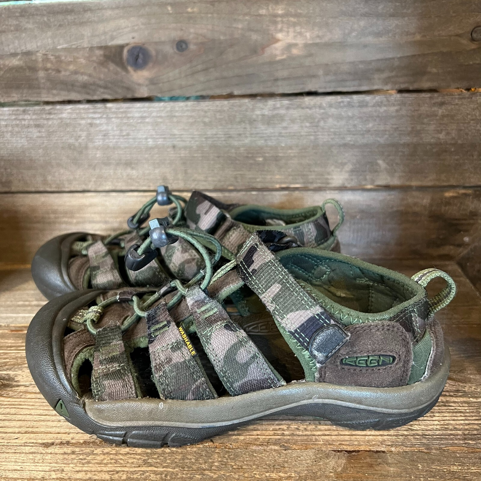 Sandali scarpe bambino Keen Newport verde mimetico outdoor zoppicante acqua taglia 2 anni