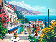 Coastal view tropical beach France paradise ceramic tile mural backsplash