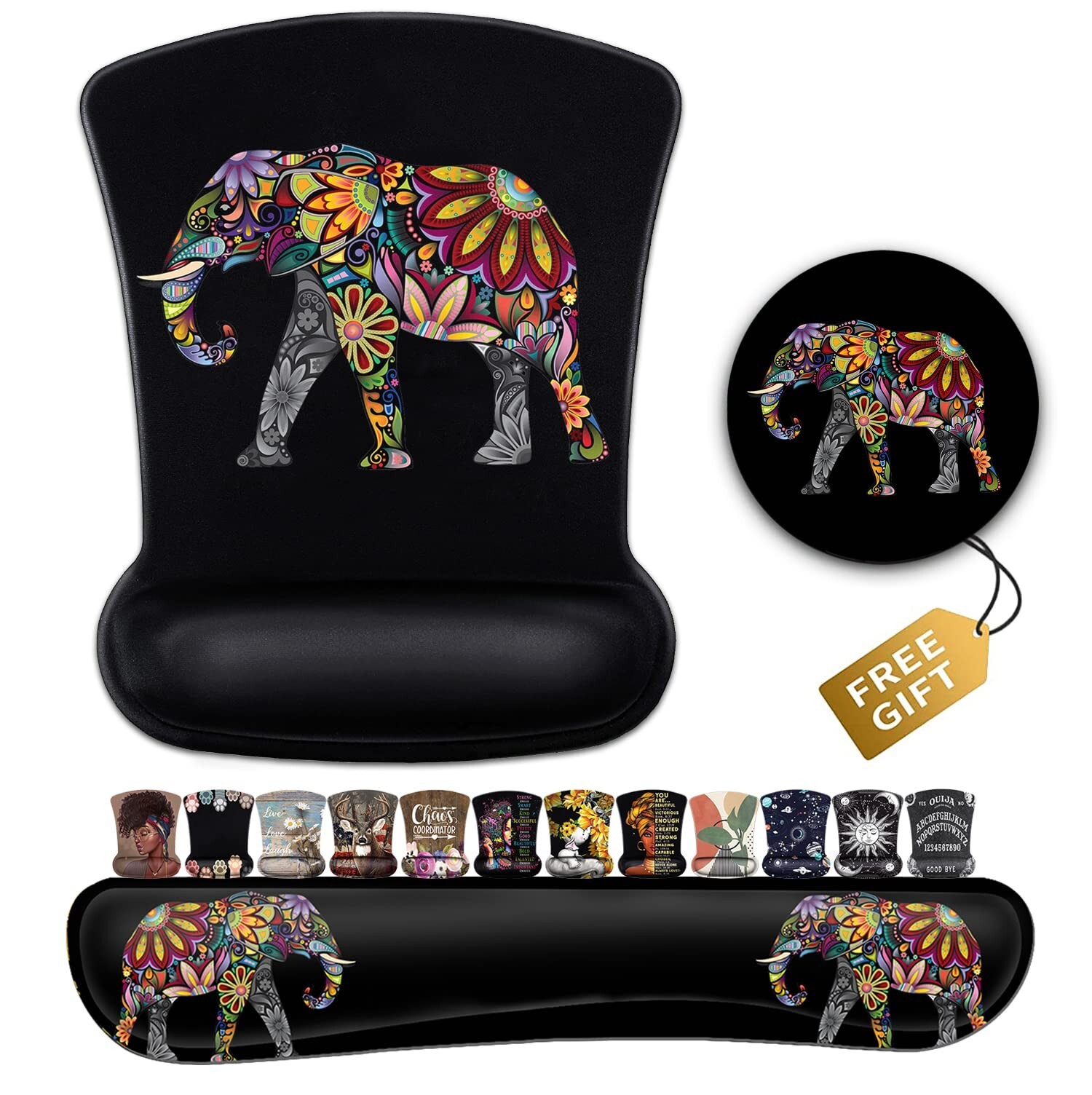 Ergonomic Gel Wrist Rest Mouse Pad with Playful Elephant Design