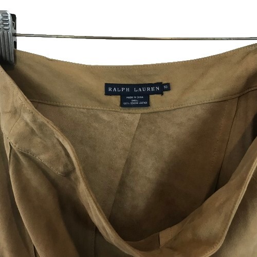 Ralph Lauren Damen Größe 10 Hellbraun Vintage Echt Wildleder Leder Maxi A-Linie Rock - Bild 7 von 14
