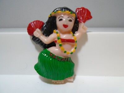 HAND PAINTED RESIN DANCING HULA GIRL REFRIGERATOR MAGNET UNBRANDED (MF592)