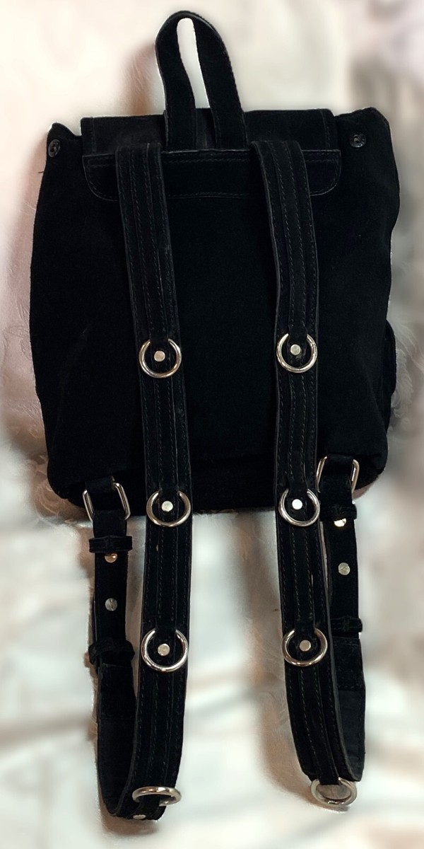 nika suede grommet backpack Urban Outfitters Nika Backpack Style Black Suede Grommet Detail Trendy BoHo