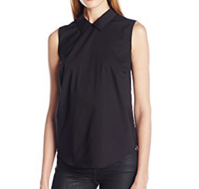 A|X Armani Exchange Women's Sleeveless Poplin Shirt Lightweight Size L Black
