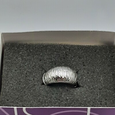Lia Sophia Ring Retired Fashion Dome Ribbed Silver Tone Spool 6 7 Or 10 In Box