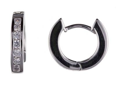 STERLINGSILBER CREOLEN ZIRKONIA CZ OHRSTECKER 16 MM HUGGIES SCHLAFBAND