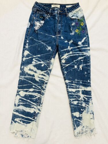 PacSun Doodle Painted Graphic Mom Jeans Graffiti High Waisted Baggy Sz 26 - Picture 1 of 10