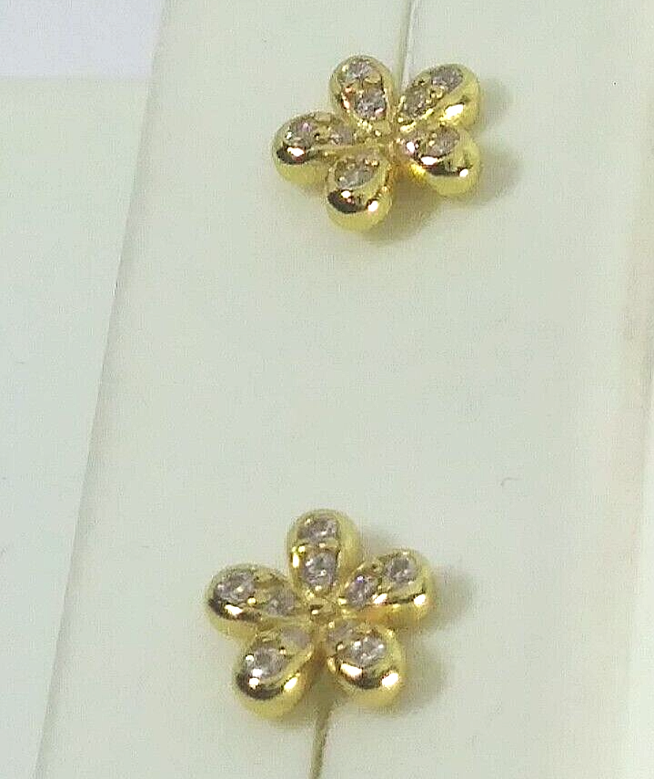 GOLD CUBIC ZIRCONIA FLOWER 3PACK EARRING main image 1