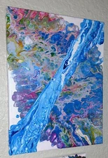Cascade over Water, original art abstract painting, signed in the back