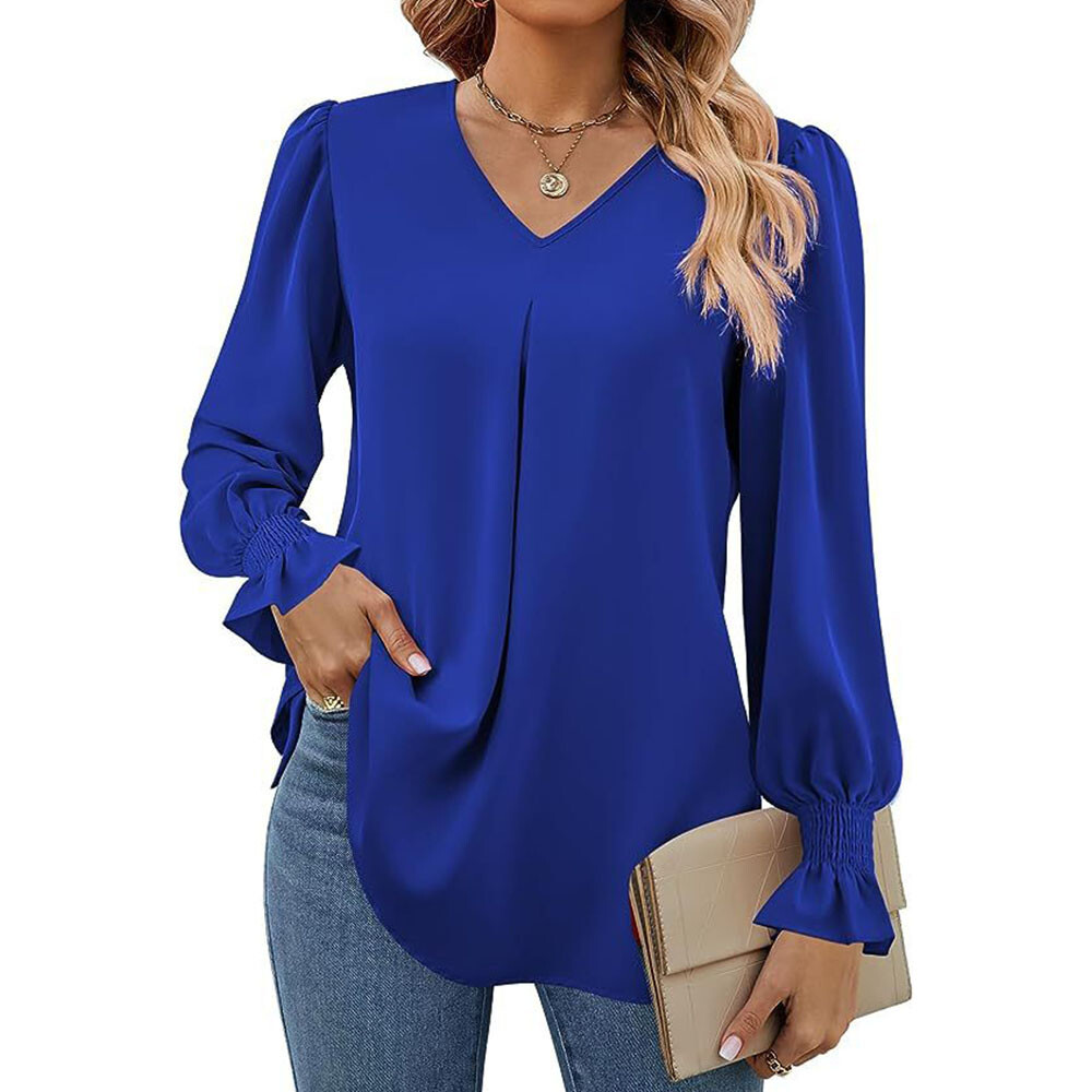 Woman's Ladies Tops Long Sleeve V-NECK T-Shirt Top Plus Size
