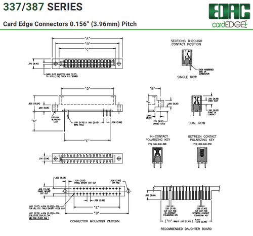 Lot of 2 EDAC - 337-086-524-208 - Connector, PCB Edge. 43 Position / 86 Pin. - Picture 3 of 4