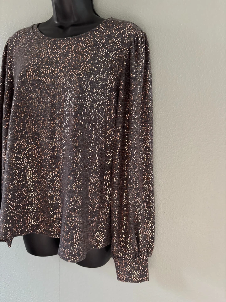 John Paul Richard 长袖衬衫女式大号金色圆点 — 第 3/4 张图片