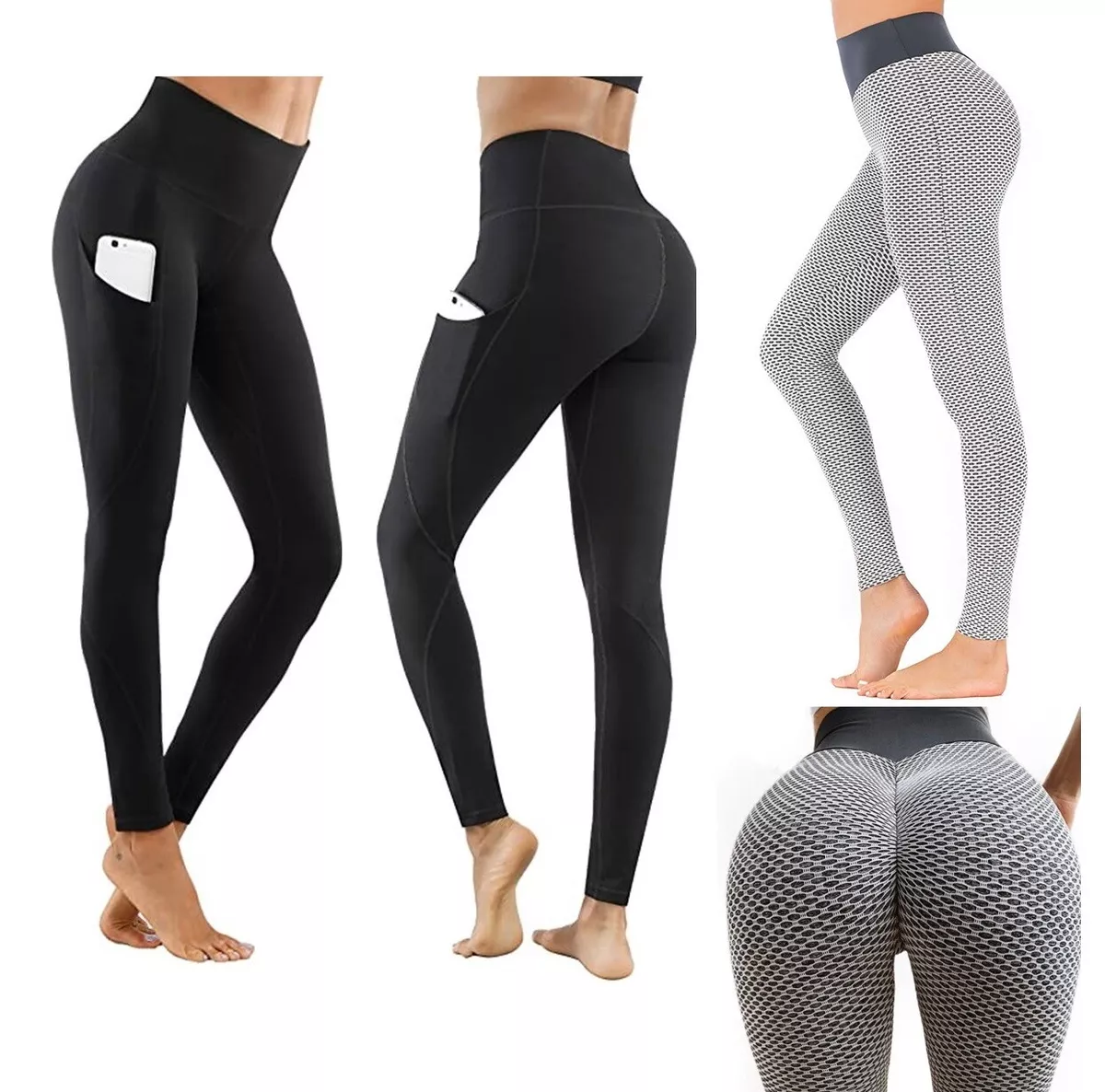 Women High Waist Gym Leggings Pocket Fitness Sports Running Ladies