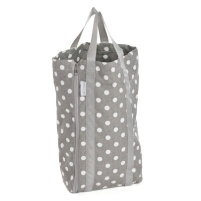 Hobby Geschenk Stricktasche Nadel Aufbewahrung: wendbar: grau Leinen gepunktet