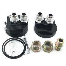 2X Oil Filter Relocation Male Sandwich Fitting Adapter Kit 3/4X16 / 20X1.5 Black