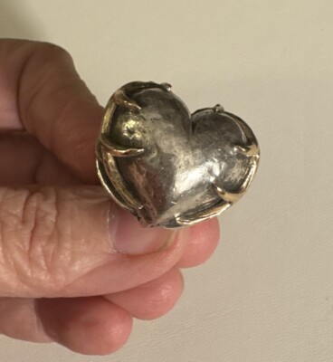 Authentischer Dian Malouf Sterlingsilber & 14k Gold Herz Ring, Größe 6, Gewicht 29,8 Gramm