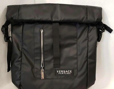 RARE VERSACE PARFUMS PERFUME COLOGNE BLACK BLUE BACKPACK BAG