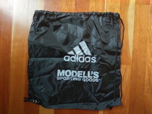 Adidas Black White 3 Stripe Logo Drawstring Nylon Sports Gym Bag Tote Backpack - Picture 5 of 12
