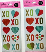 Valentine's Day Stickers HEARTS XO Stickers Lot 2 Packs 8 Sheets Total